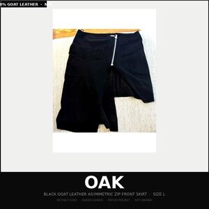 OAK NYC 100% Goat Leather Asymmetric Zip Front Skirt Size L | Avant-Garde